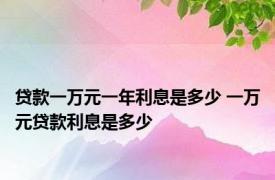 贷款一万元一年利息是多少 一万元贷款利息是多少