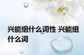 兴能组什么词性 兴能组什么词