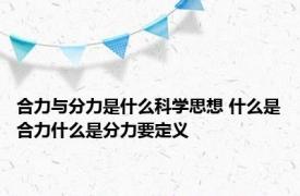 合力与分力是什么科学思想 什么是合力什么是分力要定义