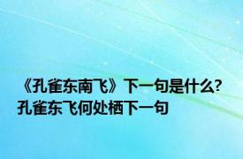 《孔雀东南飞》下一句是什么? 孔雀东飞何处栖下一句