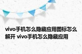 vivo手机怎么隐藏应用图标怎么解开 vivo手机怎么隐藏应用