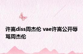 许嵩diss周杰伦 vae许嵩公开辱骂周杰伦 