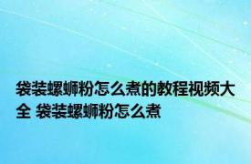 袋装螺蛳粉怎么煮的教程视频大全 袋装螺蛳粉怎么煮