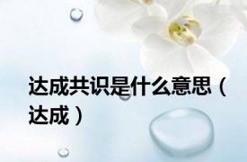 达成共识是什么意思（达成）