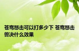 苍鸾怒击可以打多少下 苍鸾怒击兽决什么效果