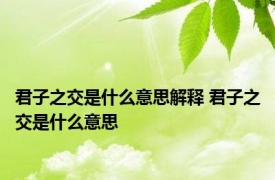 君子之交是什么意思解释 君子之交是什么意思