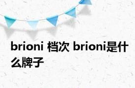 brioni 档次 brioni是什么牌子