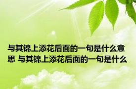 与其锦上添花后面的一句是什么意思 与其锦上添花后面的一句是什么