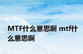 MTF什么意思啊 mtf什么意思啊