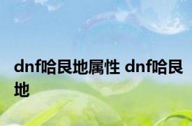 dnf哈艮地属性 dnf哈艮地 