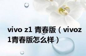 vivo z1 青春版（vivoz1青春版怎么样）