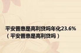 平安普惠是高利贷吗年化23.6%（平安普惠是高利贷吗）