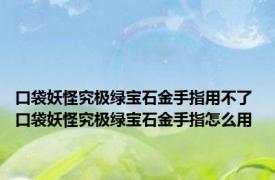 口袋妖怪究极绿宝石金手指用不了 口袋妖怪究极绿宝石金手指怎么用