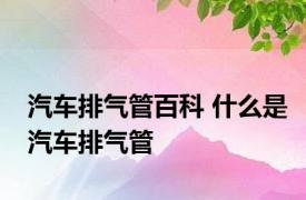 汽车排气管百科 什么是汽车排气管