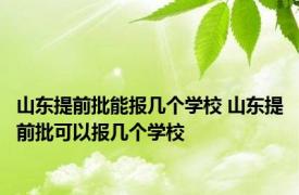 山东提前批能报几个学校 山东提前批可以报几个学校