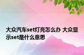 大众汽车set灯亮怎么办 大众显示set是什么意思