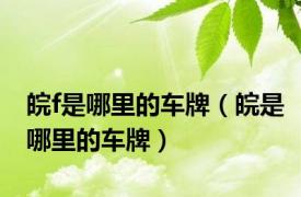 皖f是哪里的车牌（皖是哪里的车牌）