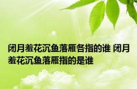 闭月羞花沉鱼落雁各指的谁 闭月羞花沉鱼落雁指的是谁