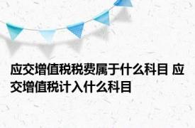 应交增值税税费属于什么科目 应交增值税计入什么科目