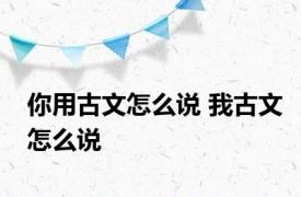 你用古文怎么说 我古文怎么说