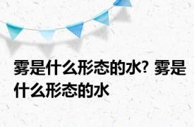 雾是什么形态的水? 雾是什么形态的水