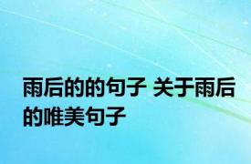 雨后的的句子 关于雨后的唯美句子