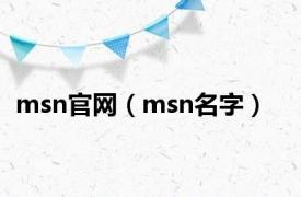 msn官网（msn名字）