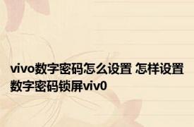 vivo数字密码怎么设置 怎样设置数字密码锁屏viv0