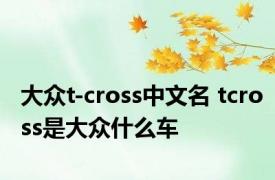 大众t-cross中文名 tcross是大众什么车