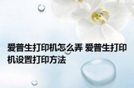 爱普生打印机怎么弄 爱普生打印机设置打印方法