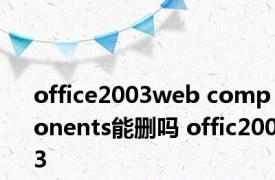 office2003web components能删吗 offic2003 