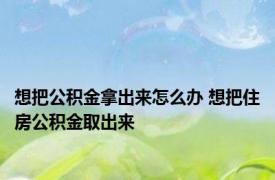 想把公积金拿出来怎么办 想把住房公积金取出来 