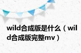 wild合成版是什么（wild合成版完整mv）