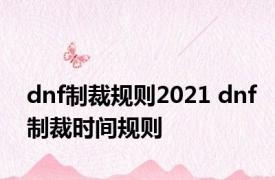 dnf制裁规则2021 dnf制裁时间规则