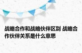 战略合作和战略伙伴区别 战略合作伙伴关系是什么意思