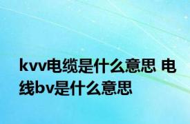 kvv电缆是什么意思 电线bv是什么意思