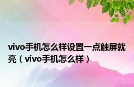 vivo手机怎么样设置一点触屏就亮（vivo手机怎么样）