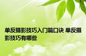 单反摄影技巧入门篇口诀 单反摄影技巧有哪些