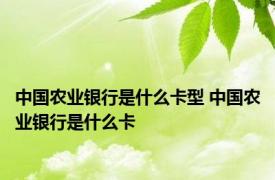 中国农业银行是什么卡型 中国农业银行是什么卡