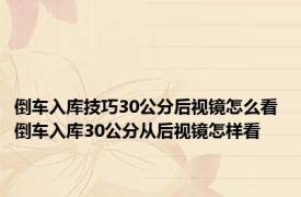 倒车入库技巧30公分后视镜怎么看 倒车入库30公分从后视镜怎样看