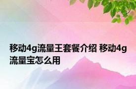 移动4g流量王套餐介绍 移动4g流量宝怎么用