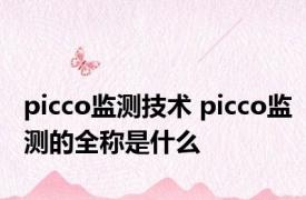 picco监测技术 picco监测的全称是什么