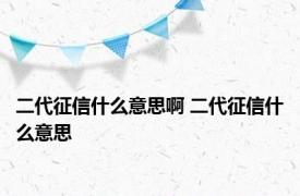 二代征信什么意思啊 二代征信什么意思