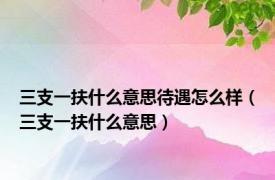 三支一扶什么意思待遇怎么样（三支一扶什么意思）