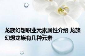 龙族幻想职业元素属性介绍 龙族幻想龙族有几种元素