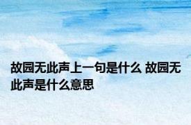 故园无此声上一句是什么 故园无此声是什么意思