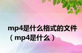 mp4是什么格式的文件（mp4是什么）