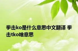 拳击ko是什么意思中文翻译 拳击tko啥意思