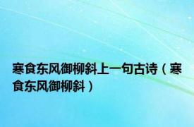 寒食东风御柳斜上一句古诗（寒食东风御柳斜）