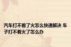 汽车打不着了火怎么快速解决 车子打不着火了怎么办